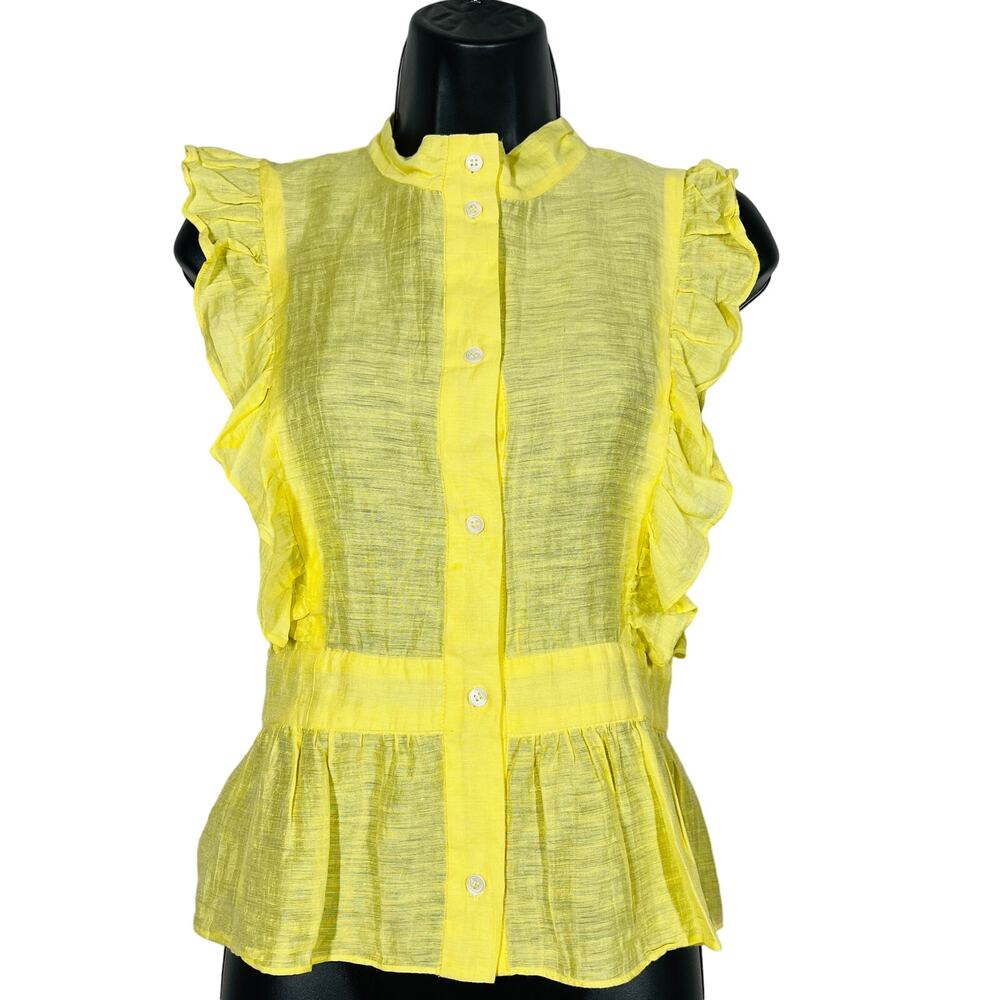 Sandro Backless Ruffled Top Sleeveless Yellow - M